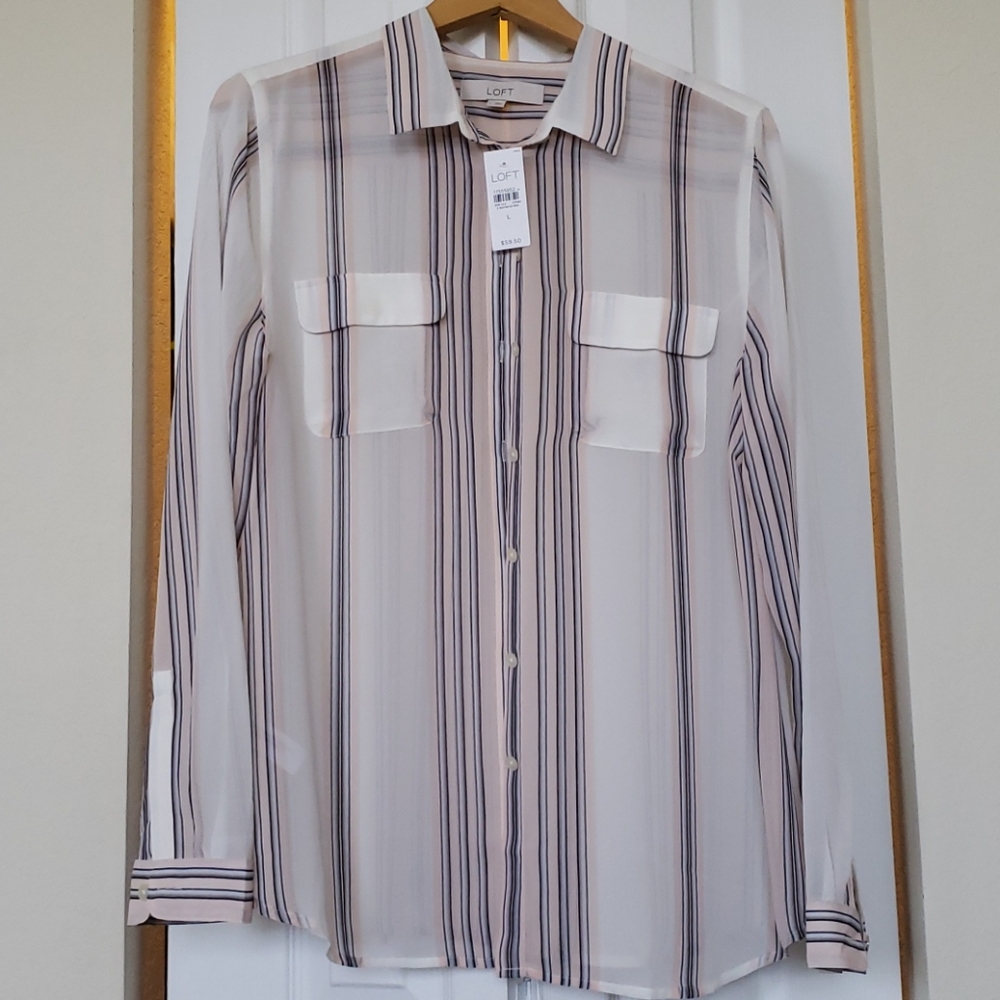 Ann Taylor LOFT NWT Sheer Pastel Polyester Blouse